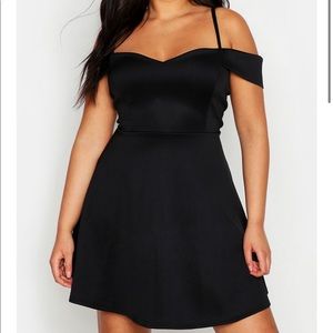 Boohoo Open Shoulder Skater Dress